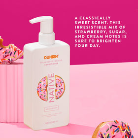 Native Strawberry Frosted conditioner being applied in shower for easier detangling