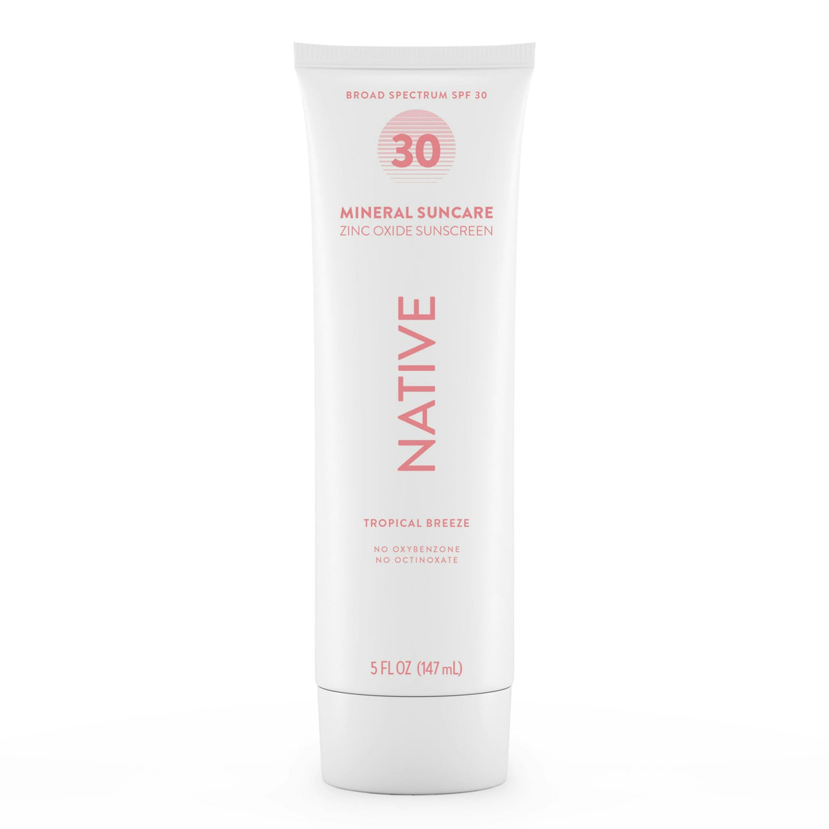 Native front packaging showing SPF 30 and tropical scent for clear protection