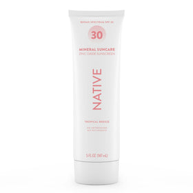Native front packaging showing SPF 30 and tropical scent for clear protection