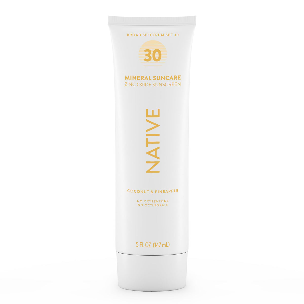 Native sunscreen front tube showing pineapple and coconut scent and protection