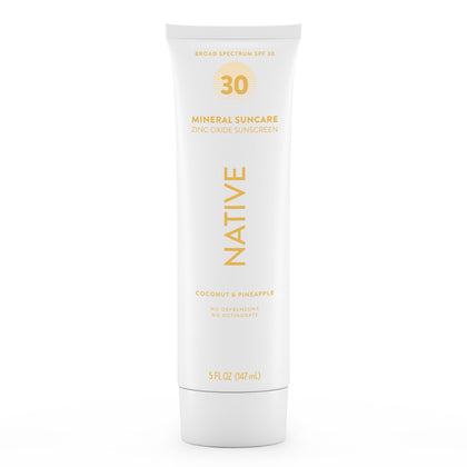 Native sunscreen front tube showing pineapple and coconut scent and protection