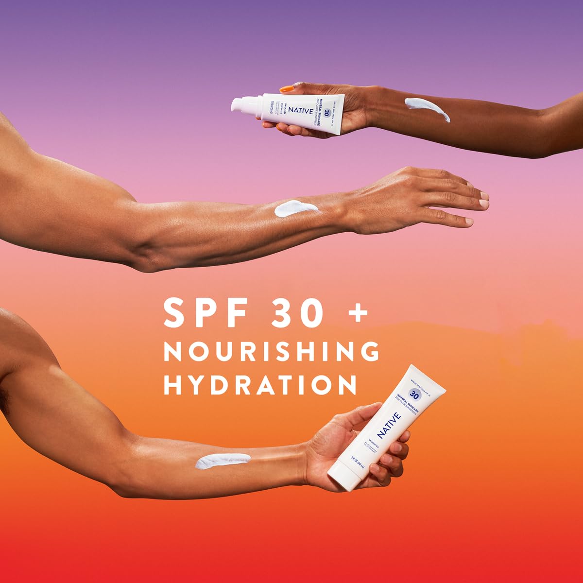 Native sunscreen texture close-up smooth spreadable lotion benefit