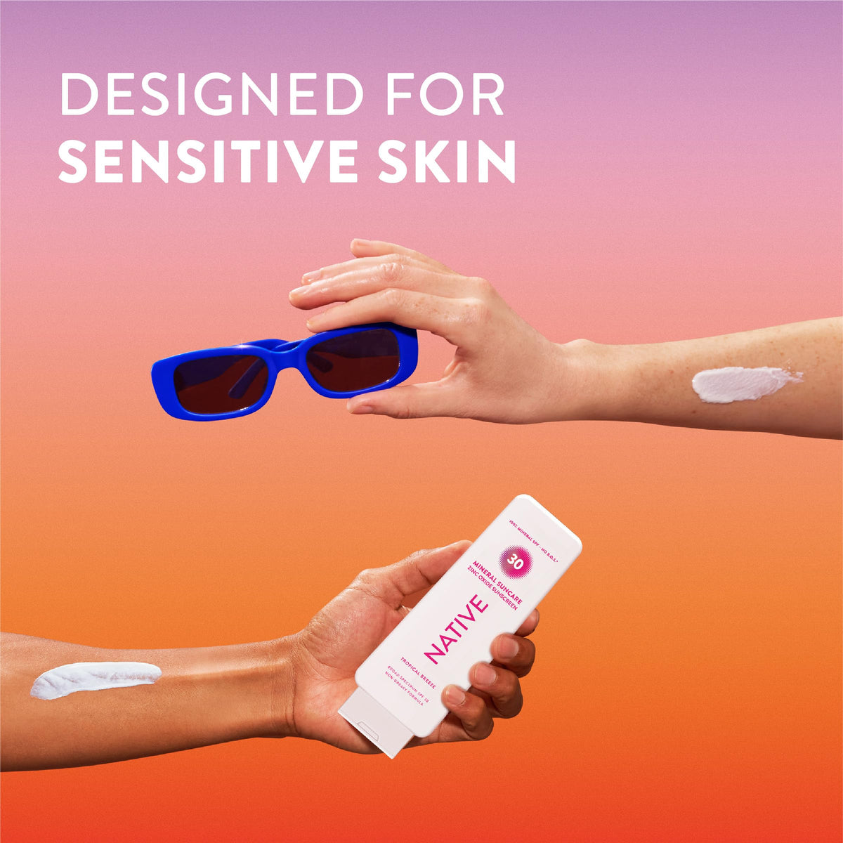 Native sunscreen in a travel bag flatlay emphasizing Hawaii compliance and portability