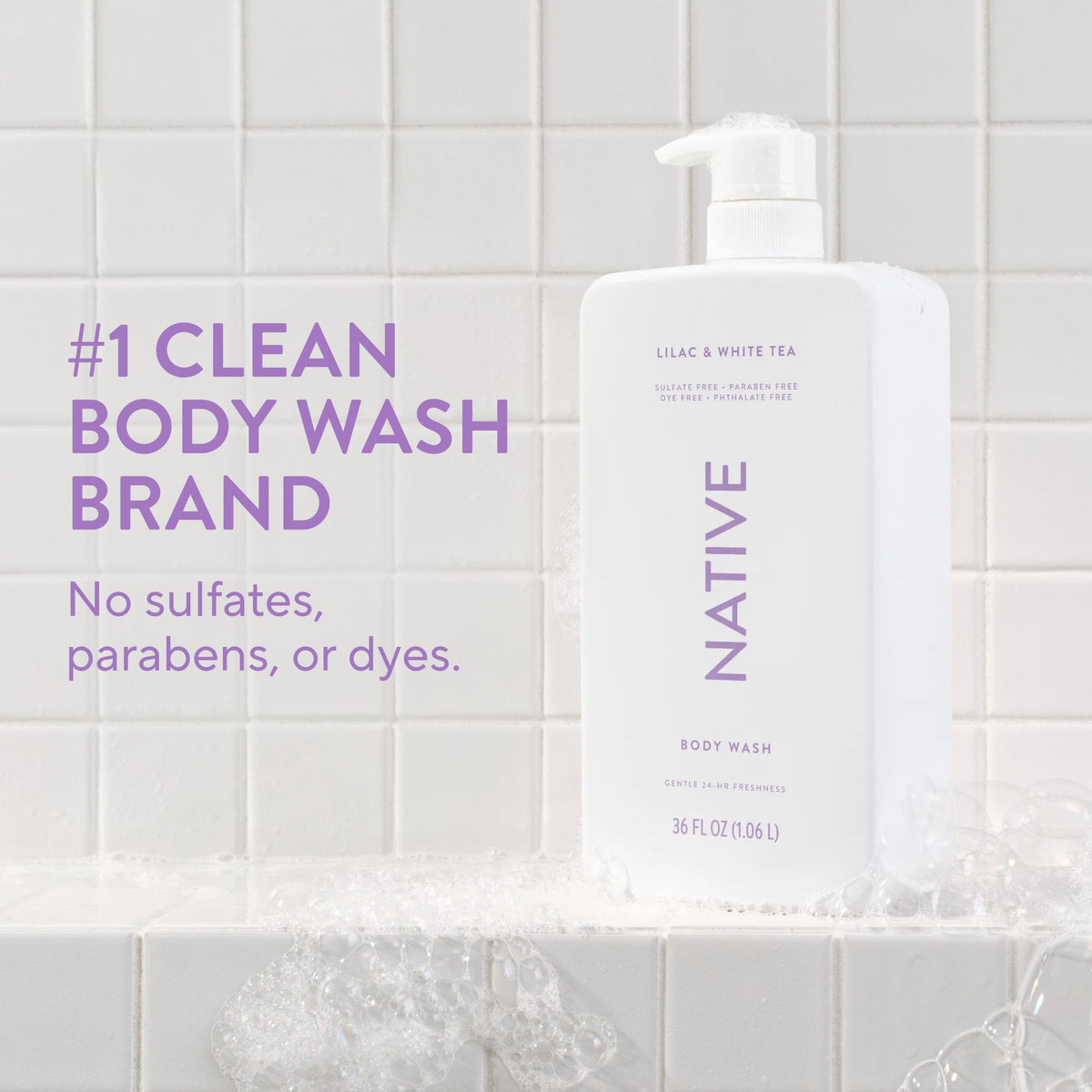 Native close-up creamy lather texture highlighting gentle cleansing
