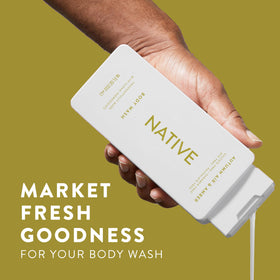 Closeup of Native body wash rich lather demonstrating creamy texture and easy rinse