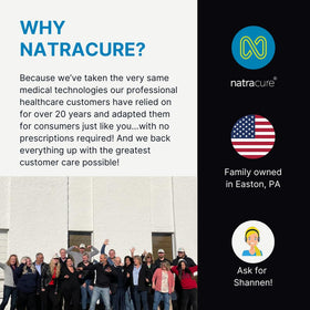 NatraCure label closeup showing sizing and product information