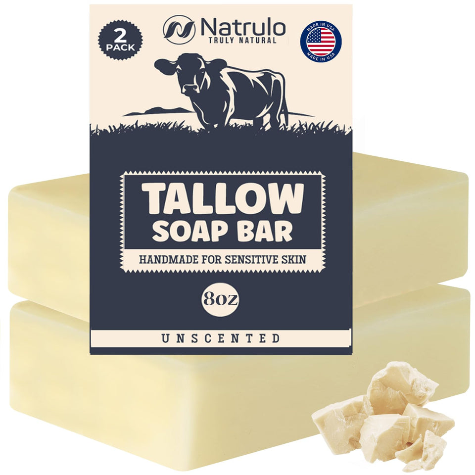 Natrulo front packaging showing natural beef tallow soap benefits