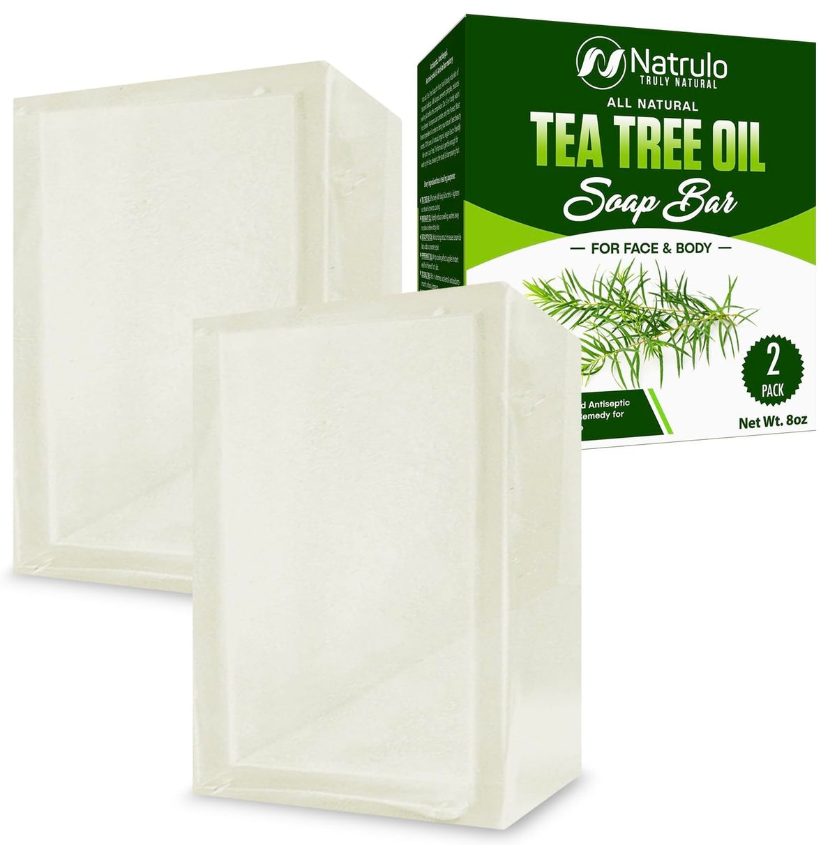 Natrulo soap bar front view showing full 4oz bar and natural finish for clear skin