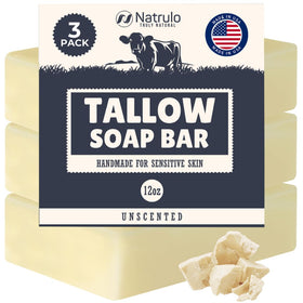 Natrulo front packaging showing clean unscented tallow bar and benefits