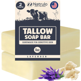Natrulo lavender tallow bar front packaging shows natural benefits