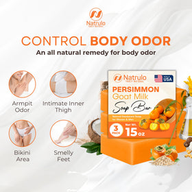Natrulo persimmon soap close-up texture highlighting creamy lather and moisturizing goat milk benefit