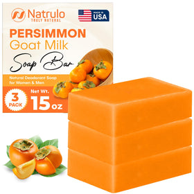 Natrulo persimmon soap front packaging showing bar and branding, promotes natural odor control