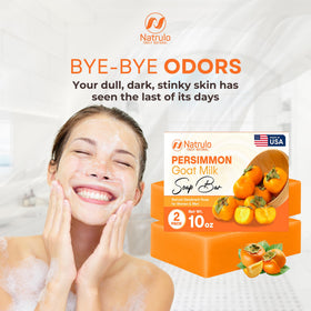 natrulo persimmon soap in bathroom lifestyle scene promoting gentle cleansing