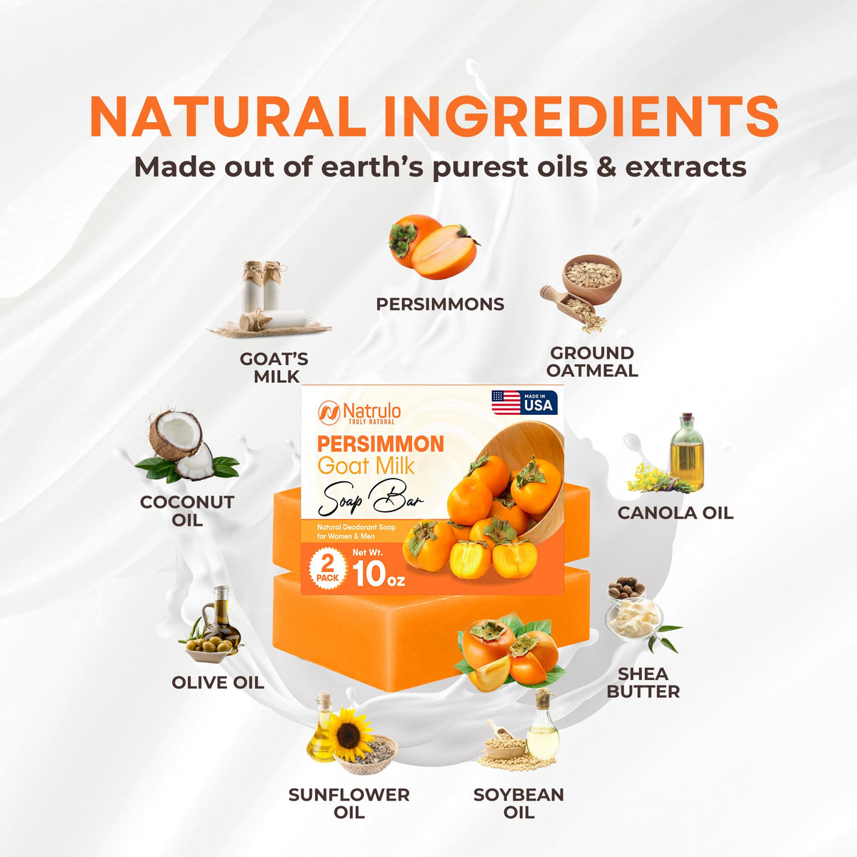 natrulo persimmon soap held in hand showing compact size and convenience