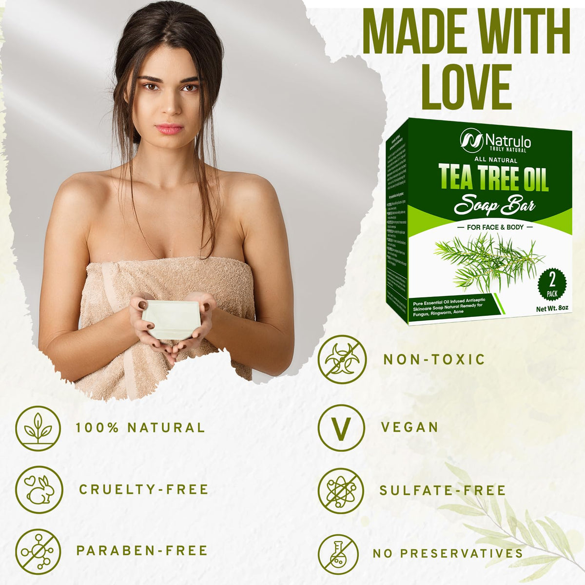 Natrulo soap bar held in hand to show size and travel convenience benefit