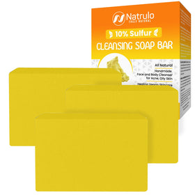 Natrulo sulfur soap front packaging showing natural ingredients and benefits