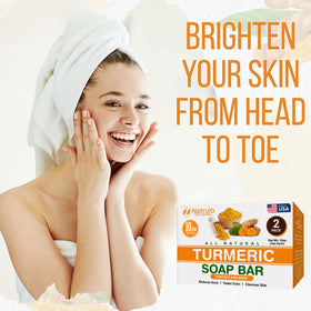 Natrulo turmeric soap ingredients arranged with shea butter and oils highlighting nourishment