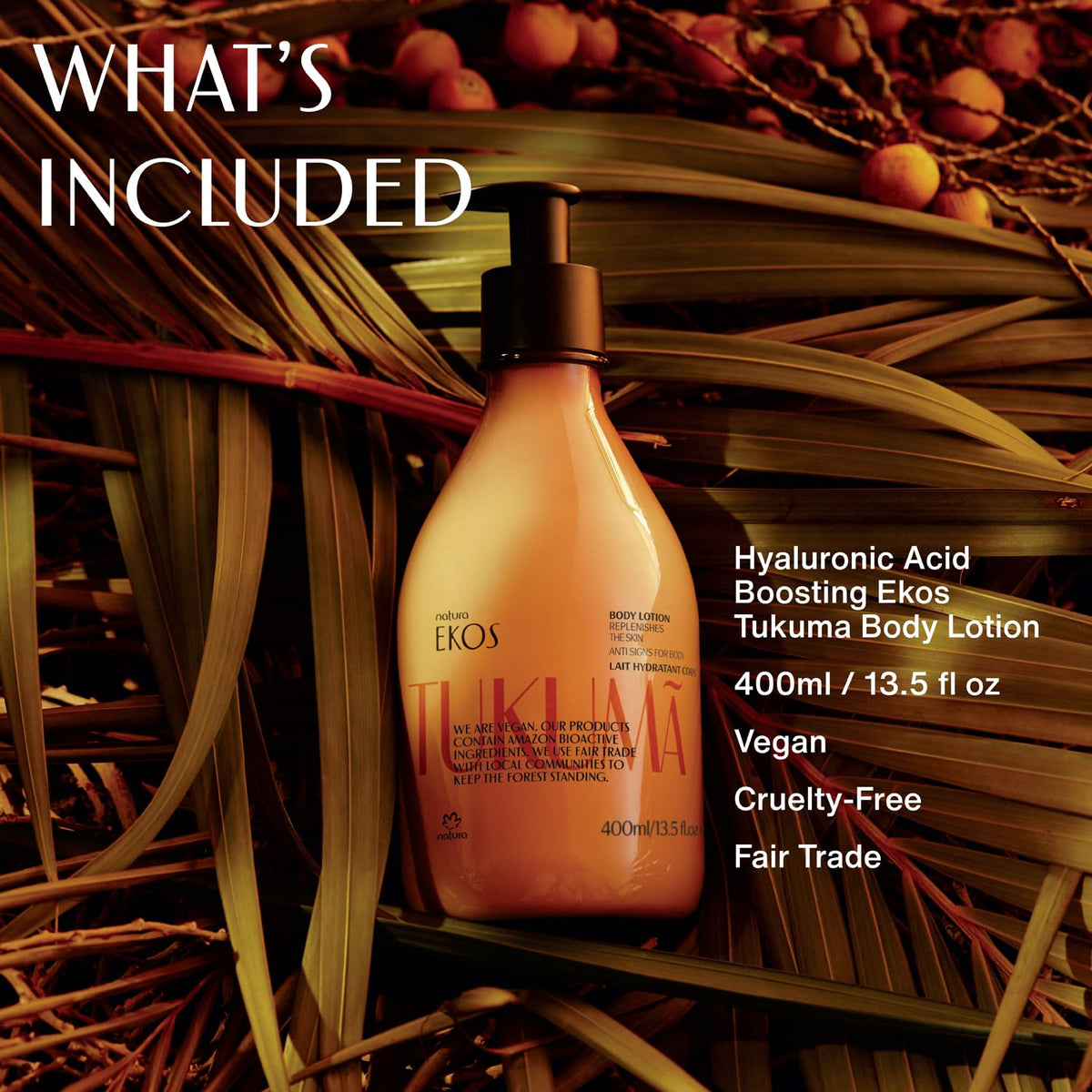 natura back label with ingredient list and vegan certification visible