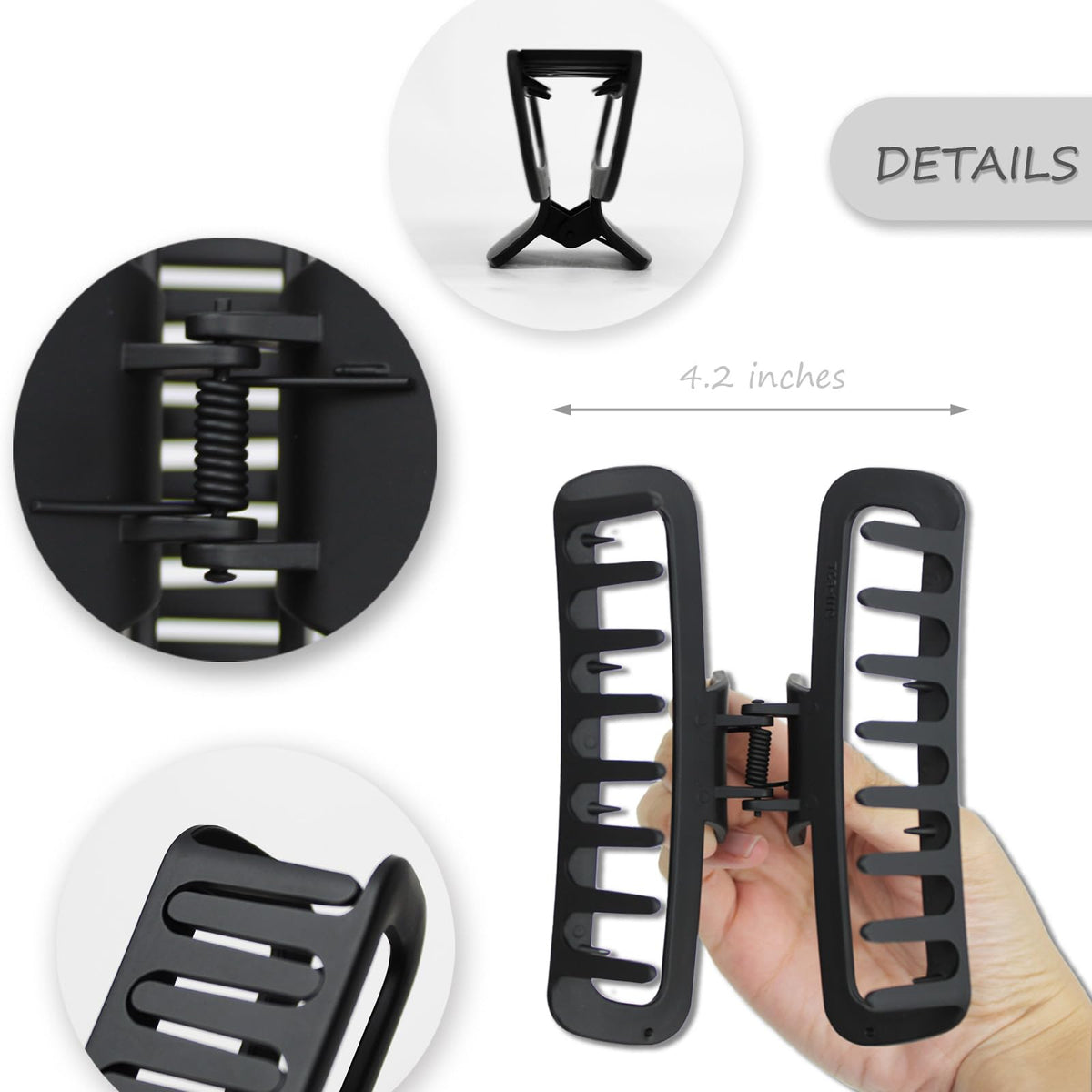 Naturahand clip holding long curly hair demonstrating secure no-slip styling