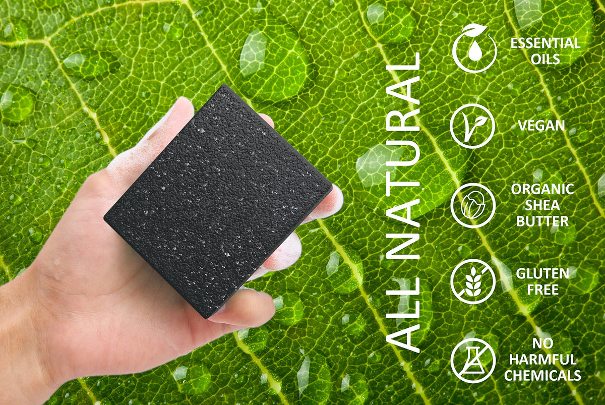 NATURAL AMERICAN close-up soap texture with oatmeal and shea butter benefits