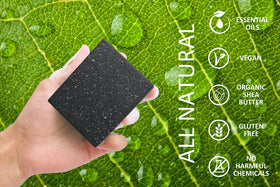 NATURAL AMERICAN close-up soap texture with oatmeal and shea butter benefits