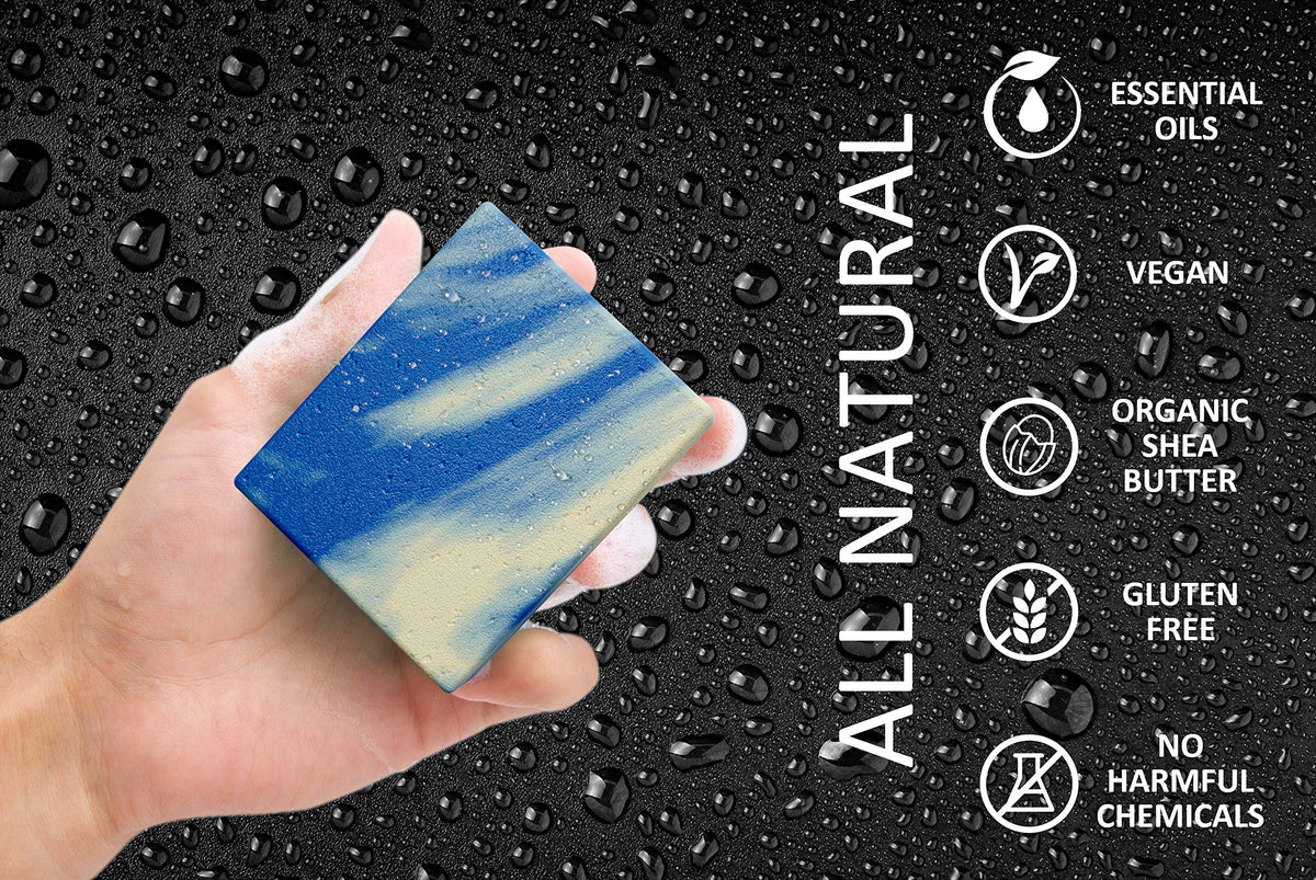 NATURAL AMERICAN close-up of bar texture showing shea butter and oatmeal for gentle hydration benefit