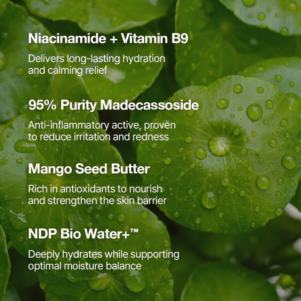 NATURAL DERMA PROJECT ingredient shot emphasizing 95% pure cica extract soothing benefits