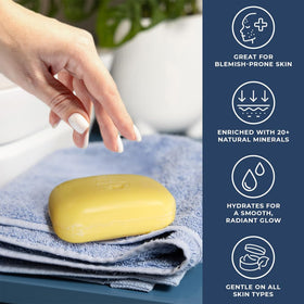 Natural Elephant soap slice on ceramic dish highlighting clean storage