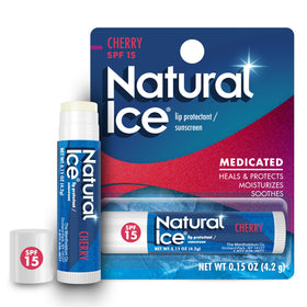 Natural Ice front packaging showing cherry flavor and SPF 15 protection