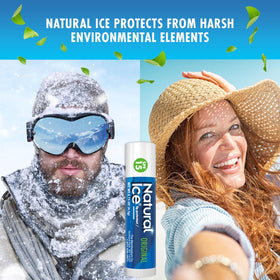 Natural Ice lip application demonstrating instant cooling relief