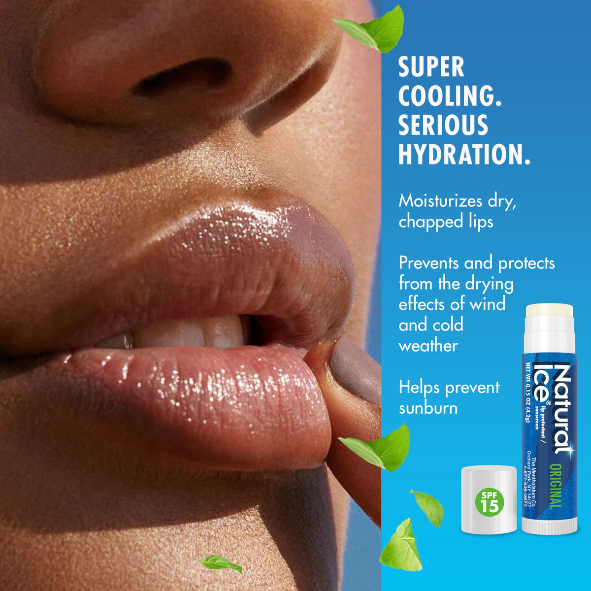 Natural Ice open stick texture highlighting smooth glide and hydration