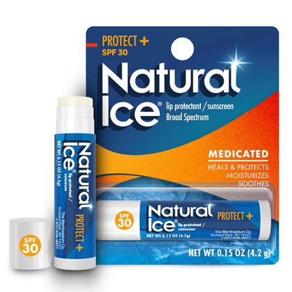 Natural Ice front tube showing branding and SPF 30 for clear protection