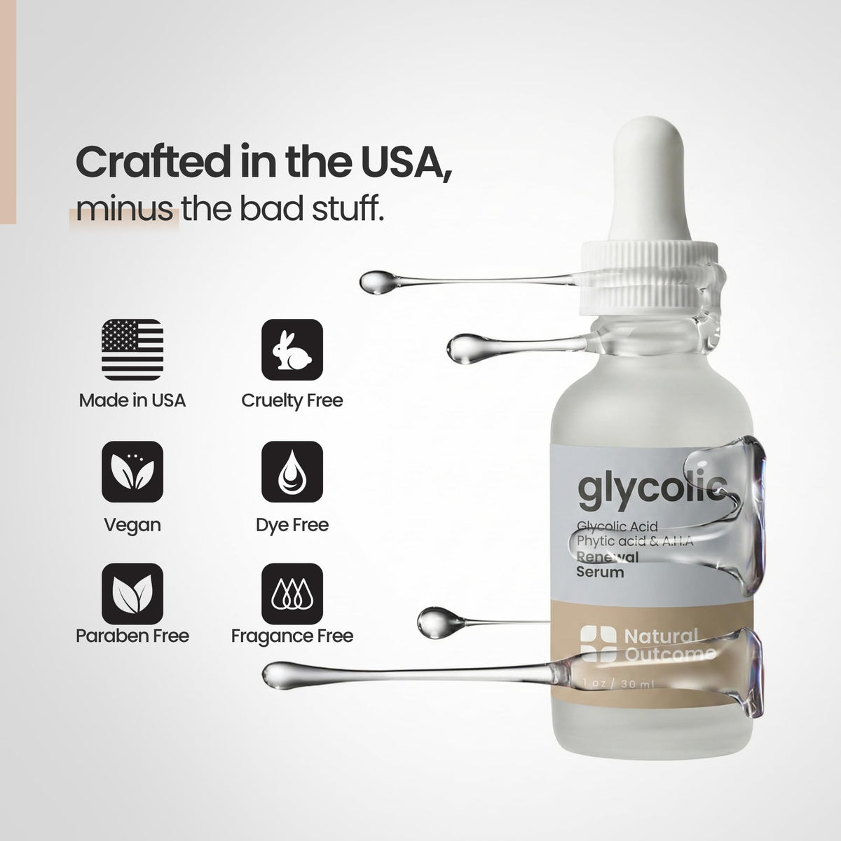 natural outcome 1 oz bottle next to ruler to show size and travel-friendly benefit