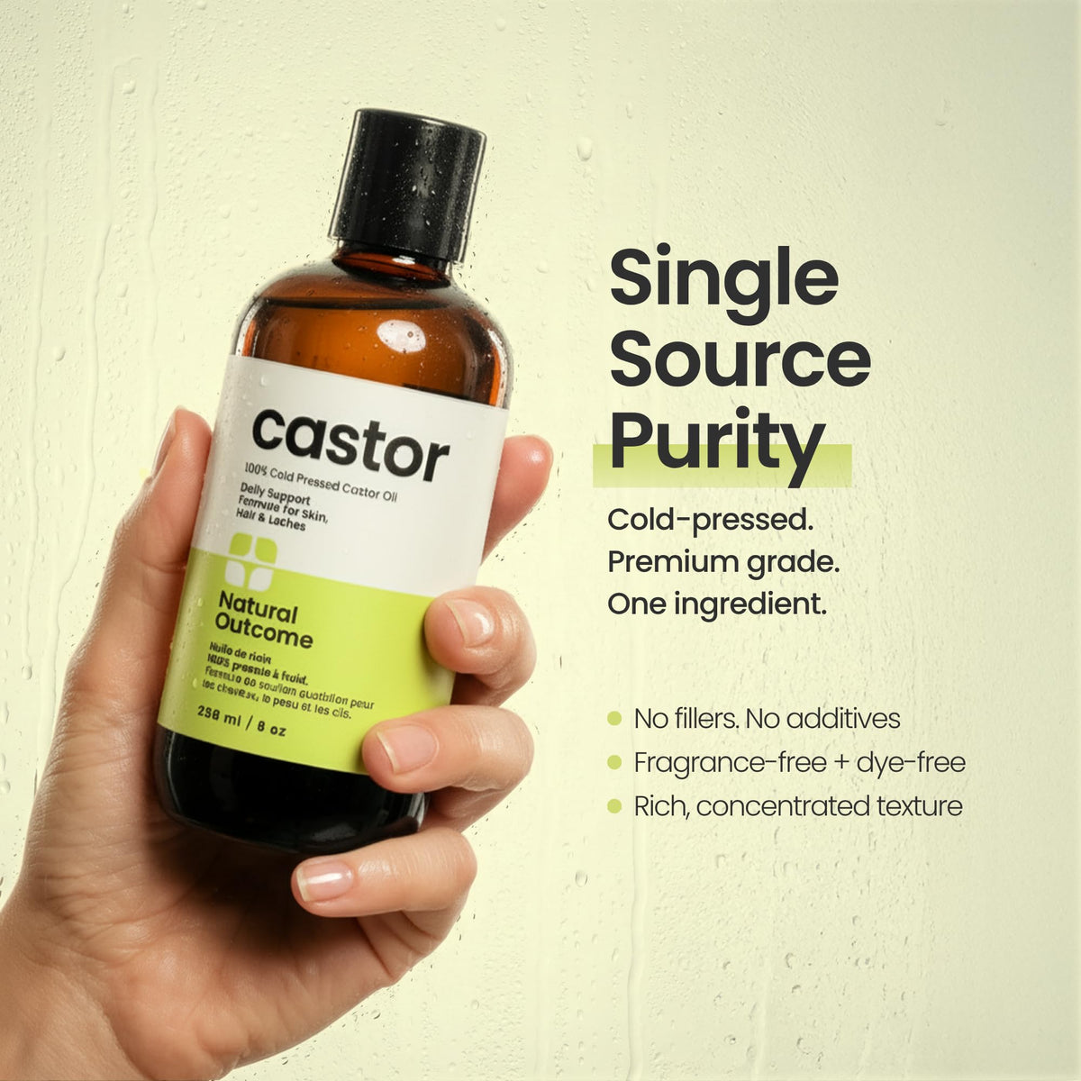 natural outcome castor oil amber glass bottle protecting oil from light