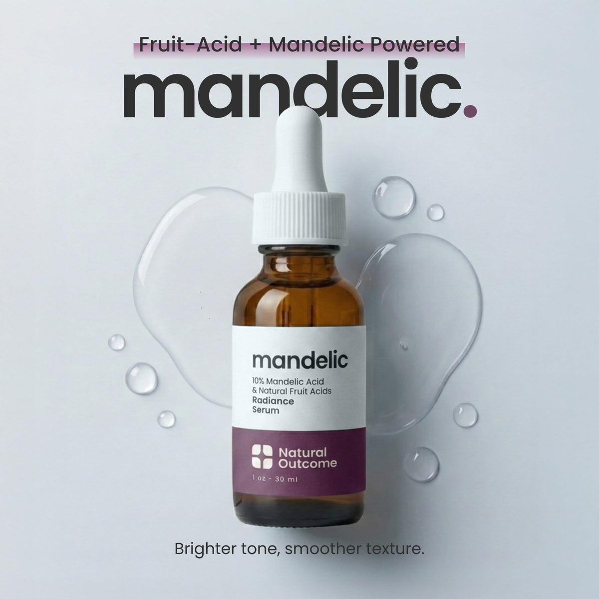 Natural Outcome dropper dispensing clear serum for precise dosing