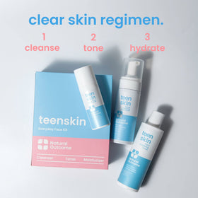 Natural Outcome foam cleanser pump and label highlighting easy application benefit