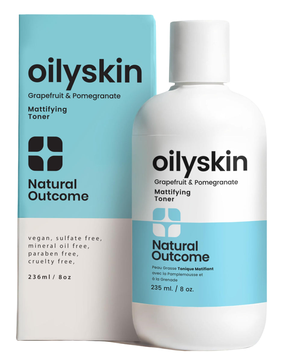 natural outcome front bottle showing product for mattifying skin