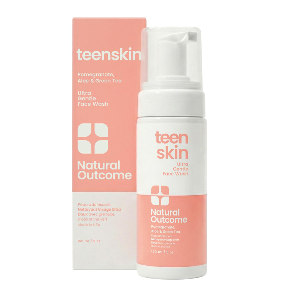 natural outcome front packaging 5oz showing gentle teen face wash