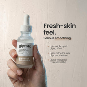 natural outcome ingredient label highlighting glycolic and phytic acids benefit