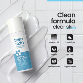natural outcome lotion applied to teen hands demonstrating smooth, non-greasy spread
