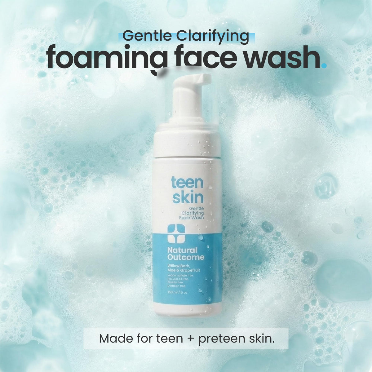 natural outcome pump dispensing foam texture for gentle cleansing benefit
