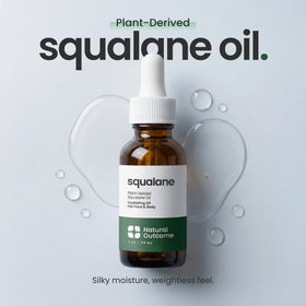 natural outcome dropper dispensing clear squalane oil highlighting precise application
