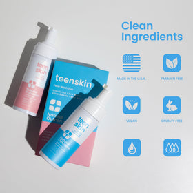 natural outcome teens using wash in mirror showing easy daily routine and quick cleansing benefit