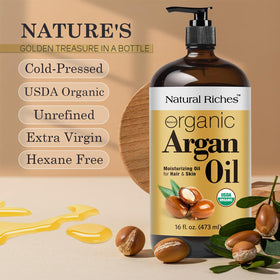 Natural Riches close-up droplet of argan oil highlighting smooth moisturizing texture