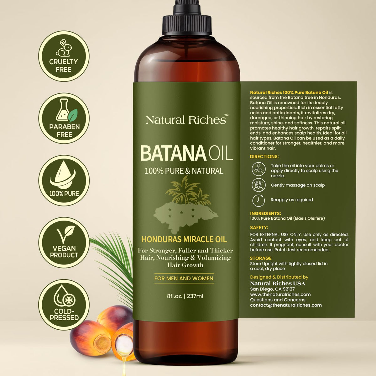 Natural Riches bottle on bathroom shelf in lifestyle setting for daily routine inspiration