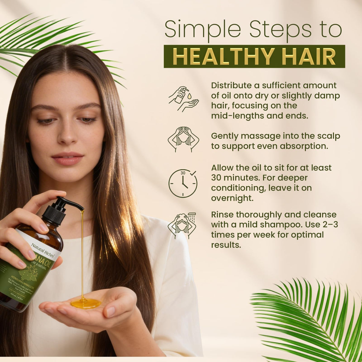 Natural Riches scalp massage demonstration showing improved scalp nourishment