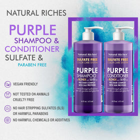 Natural Riches before and after hair shot demonstrating reduced brassiness and cooler tones