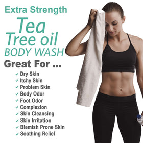 Natural Riches bottle inside shower illustrating post-workout refresh benefit