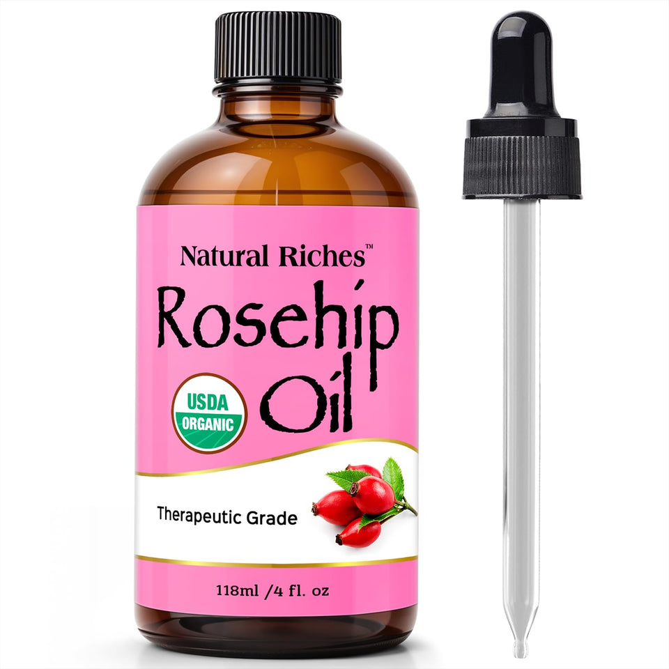 Natural Riches front bottle 4 oz showing label and packaging benefits
