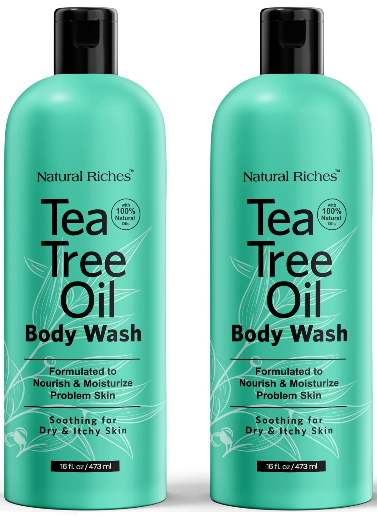 Natural Riches front packaging showing two 16oz bottles and clear benefits